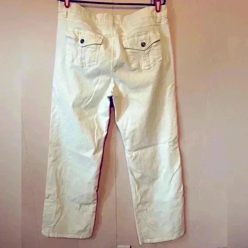 George Straight Leg Painters Cargo Jeans Women's Size 12 White Mid Rise